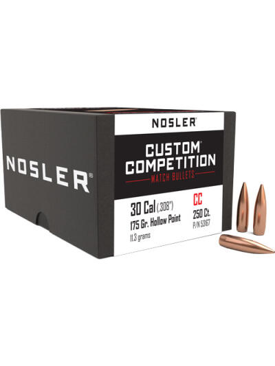 NOSLER BULLETS 30 CAL .308 - 175GR HP-BT CUSTOM COMP. 250C