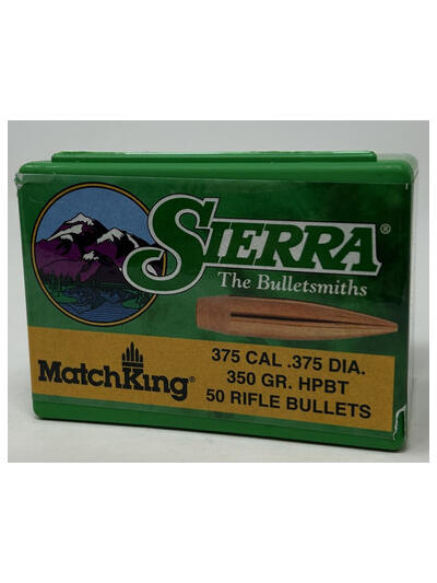 Sierra 375 Cal (.375 Dia) Reloading Bullets Matchking SRAA9350T 350 Grain Hollow Point Boat Tail 50 Pieces