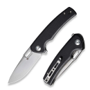 Vesperon Flipper/Thumb Hole Folding Knife 3.35"" Satin 9Cr18MoV Drop Point Plain Edge Blade, Black G10 Handle