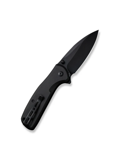 ArcBlast Flipper/Thumb Stud Folding Knife 2.98"" Black 9Cr18MoV Drop Point Plain Edge Blade, Black Aluminum Handle