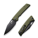 GlideStrike Thumb Hole Folding Knife 3.74"" Black 9Cr18MoV Clip Point Plain Edge Blade, OD Green G10 Handle