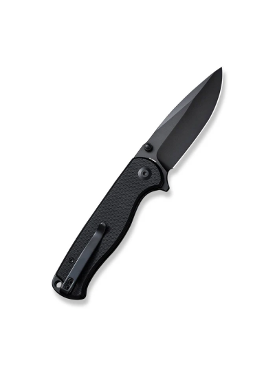 Errant Flipper/Thumb Stud Folding Knife 3.45"" Black 9Cr18MoV Drop Point Plain Edge Blade, Black G10 Handle