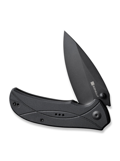 Hyrax Flipper/Thumb Stud Folding Knife 3.30"" Black 9Cr18MoV Leaf Shaped Plain Edge Blade, Black G10 Handle
