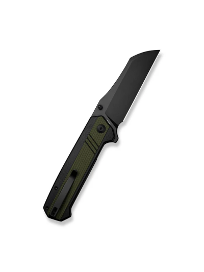 Draxor Flipper/Thumb Stud Folding Knife 3.70"" Black 9Cr18MoV Sheepsfoot Plain Edge Blade, Green/Black G10 Handle