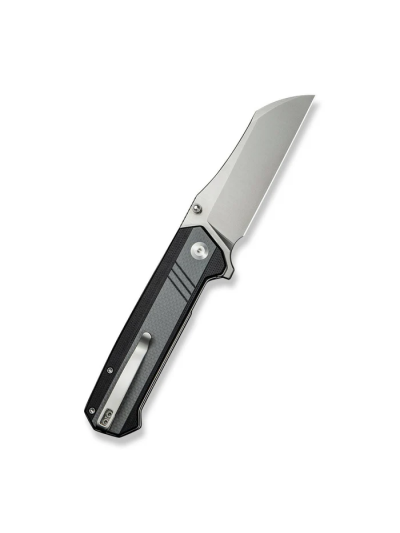 Draxor Flipper/Thumb Stud Folding Knife 3.70"" Satin 9Cr18MoV Sheepsfoot Plain Edge Blade, Gray/Black G10 Handle
