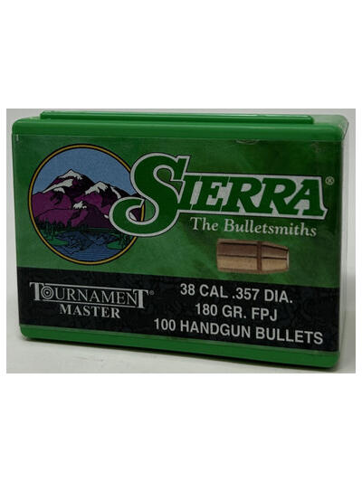 Sierra 38 Cal (.357 Dia) Reloading Bullets Tournament Master SRAA8370 180 Grain Full Metal Jacket 100 Pieces