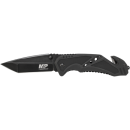 M&P Clip Folder, Liner Lock, Black Blade and Black Handle, Strap Cutter, Ceramic Glass Breaker