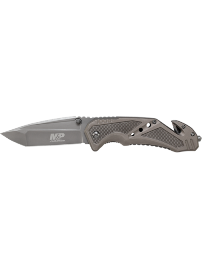 M&P Clip Folder, Liner Lock, Grey Blade and Grey Handle, Strap Cutter, Ceramic Glass Breaker