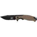 S&W KNIFE M&P INDEX FLIPPER - 3.5" BLACK/DESERT TAN CLIP PT