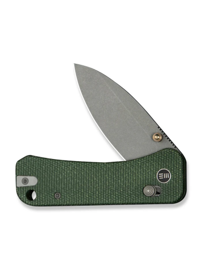 WEKNIFE Banter 2 Thumb Stud & Crossbar Lock Knife Green Canvas Micarta Handle