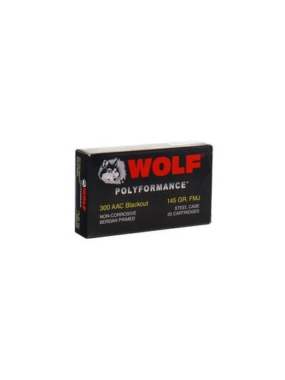 Wolf 300 Blackout Ammunition WOLF300BLK145 145 Grain Full Metal Jacket 20 Rounds
