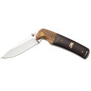 BUCKMARK HUNTER FOLDER - WOOD / BLACK, DROP POINT, PLAIN EDGE, 3" BLADE