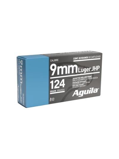 Aguila Handgun Ammunition 9mm Luger 124 gr JHP 1130 fps 50/ct