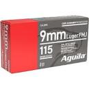 Aguila Handgun Ammunition 9mm Luger 115 gr FMJ 1150 fps 1000/ct Case
