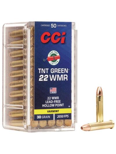 CCI TNT Green Rimfire Ammunition .22 WMR 30 gr. HP 2050 fps 50/ct