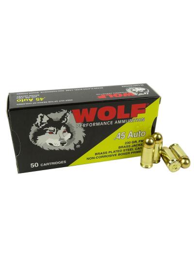 Wolf (Turkish) Performance Handgun Ammunition 45 ACP 230gr FMJ 850 fps 50/ct