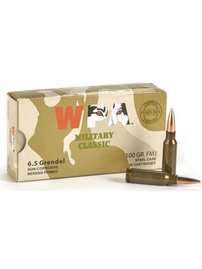 Wolf Military Classic Rifle Ammunition 6.5 Grendel 100gr FMJ 2690 fps 20/ct