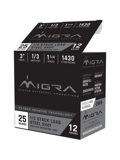 Migra Waterfowl Steel Shot Shotshells 12 ga 3" 1-1/4 oz 1430 fps #1/#3 25/ct