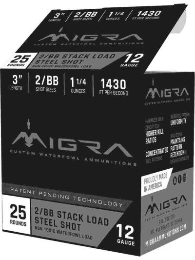Migra Waterfowl Steel Shot Shotshell 12 ga 3" 1-1/4 oz 1430 fps #2-BB 25/ct