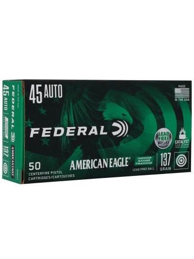 Federal American Eagle IRT Lead Free Handgun Ammunition .45 ACP 137gr FMJ 1200 fps 50/ct