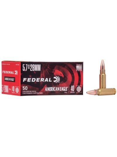 Federal American Eagle Rifle Ammunition 5.7x28mm FN 40 gr FMJ 1655 fps 500/ct