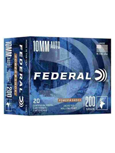 Federal Power-Shok Handgun Ammunition 10mm Auto 200gr JHP 1110 fps 20/ct