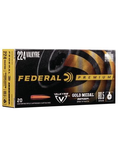Federal Gold Medal Berger Rifle Ammunition .224 Valkyrie 80.5 gr OTM 2925 fps 20/ct