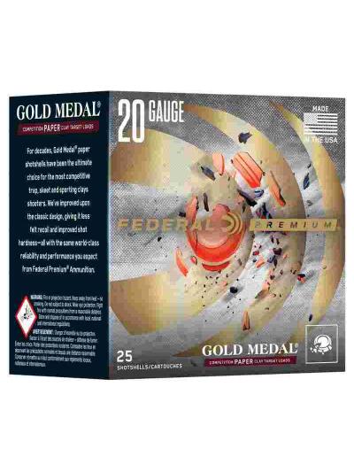 Federal Gold Medal Paper Shotshells 20ga 2-3/4" 7/8oz 1250 fps #7.5 25/ct