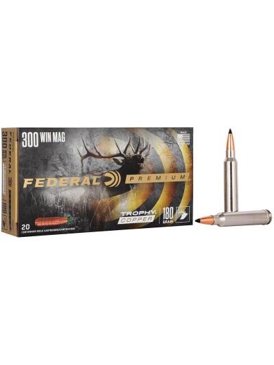 Federal Trophy Copper Rifle Ammunition .300 Win Mag 180gr PT 2960 fps 20/ct