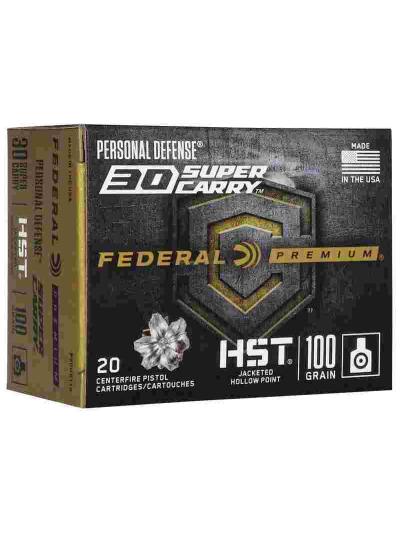 Federal Personal Defense HST Handgun Ammunition .30 SC 100 gr JHP 1250 fps 20/ct