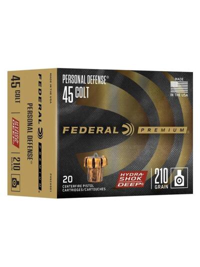 Federal Hydra-Shok Deep Handgun Ammunition .45 Colt 210 gr JHP 913 fps 20/ct