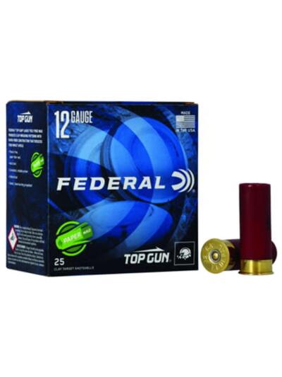 FEDERAL TOP GUN 12 GA 2 3/4 IN  1 1/8OZ 1200 FPS 8 PAPER WAD SS AMMO 25RD