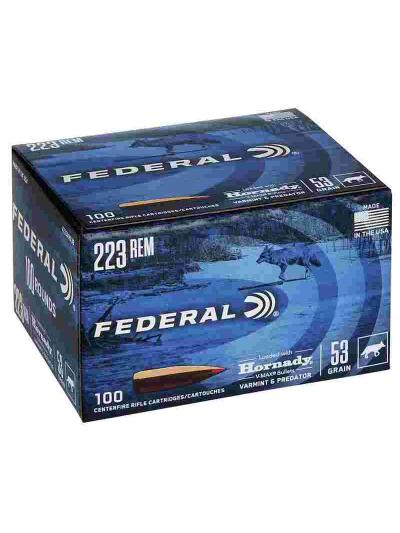 Federal Varmint & Predator Rifle Ammunition .223 Rem 53 gr FMJ 3400 fps 100/ct