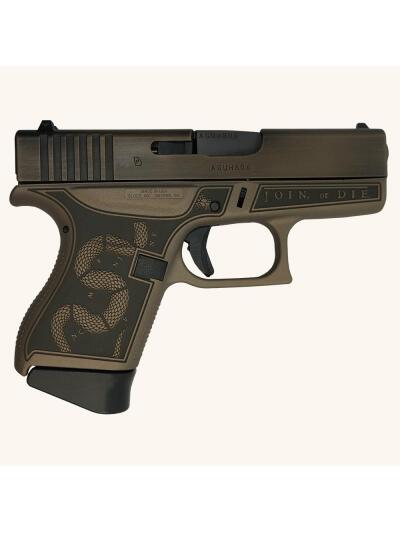 Glock 43 Custom "Revolution Engraved Colonial Brown" Subcompact Handgun 9mm Luger 6rd Magazines(2) 3.4" Barrel FRAME ONLY BW