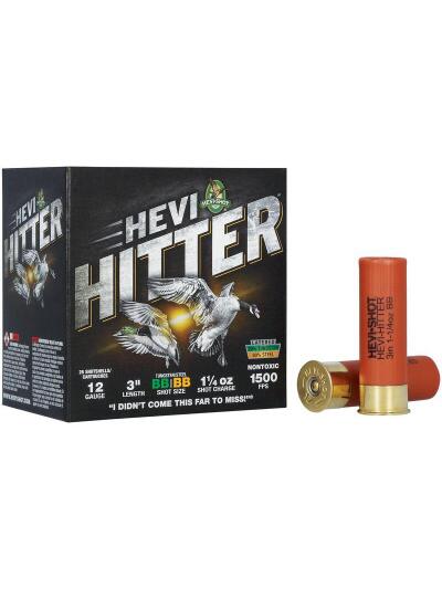 HEVI-Shot HEVI-Hitter Tungsten/Steel Shotshells 12ga 3" 1-1/4oz 1500 fps #BB 25/ct