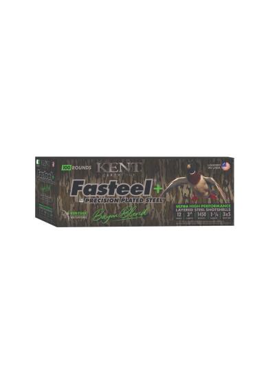 Kent Fasteel+  Precision Plated Steel Bayou Blend Shotshells 12ga 3" 1-1/4oz 1450 fps  #3 & #5 100/ct
