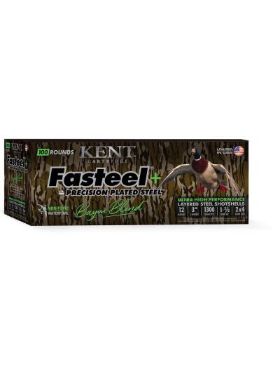 Kent Fasteel+  Precision Plated Steel Bayou Blend Shotshells 12ga 3" 1-3/8oz 1300 fps #2 & #4 100/ct