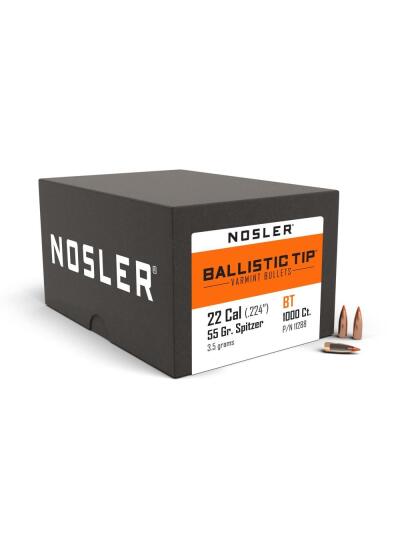 Nosler Ballistic Tip Varmint Rifle Bullets .22 cal .224" 55 gr SBT-SB 1000/ct