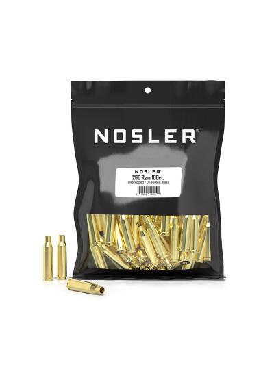 Nosler Unprimed Unprepped Brass Rifle Cartridge Cases .260 Rem NOS HS 100/ct (BULK)