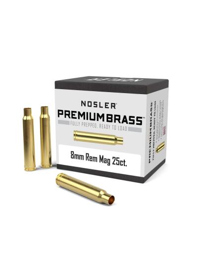 Nosler Unprimed Brass Rifle Cartridge Cases 8mm Rem Mag 25/ct