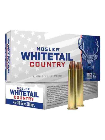 Nosler Whitetail Country Rifle Ammunition 45-70 Govt 300gr LFN 1950 fps 20/ct