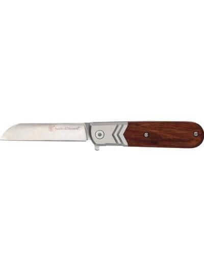 Smith & Wesson Executive Spring Assist Barlow Knife 2 3/4" Blade Wood Handle