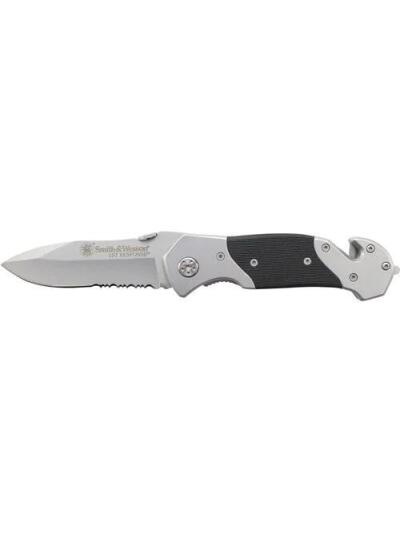 Smith & Wesson 1st Response Drop Point Folding Knife 3 3/10" Blade Black and Silver