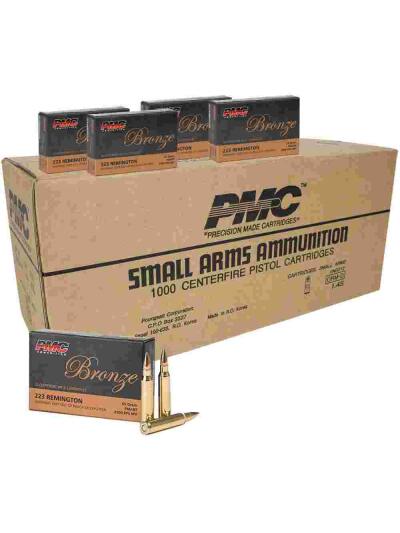PMC Bronze Rifle Ammunition .223 Rem 55 gr FMJ 2900 fps 1000/ct