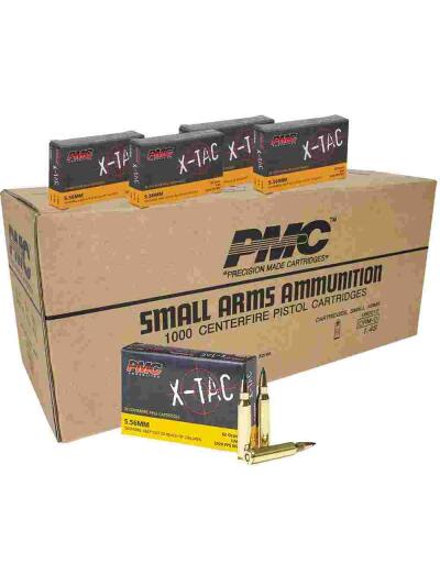 PMC X-Tac Green Tip Rifle Ammunition 5.56 NATO 62 gr FMJ 2920 fps 1000/ct Case (50-20/ct Boxes)