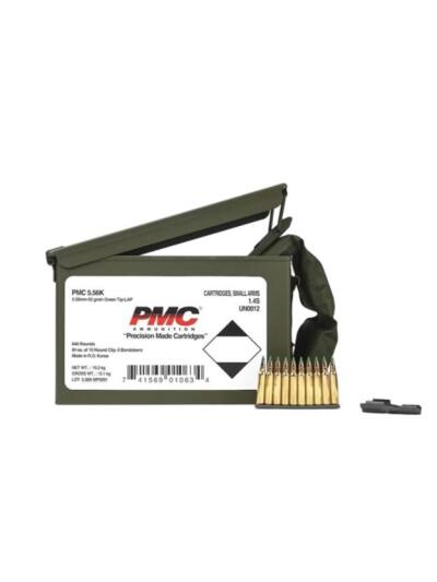 PMC Rifle Ammunition 5.56 NATO 62 gr Green Tip 2920 fps 1680/ct w/Bandoleer Metal Box (2-Metal Boxes) 1680/ct Total