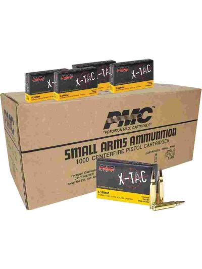 PMC X-Tac Rifle Ammunition 5.56x45mm 55 gr FMJBT 3120 fps 1000/ct