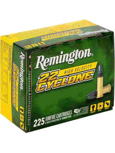 Remington 22 Cyclone Rimfire Ammunition .22 LR 36gr Lead HP 1280 fps 225/ct