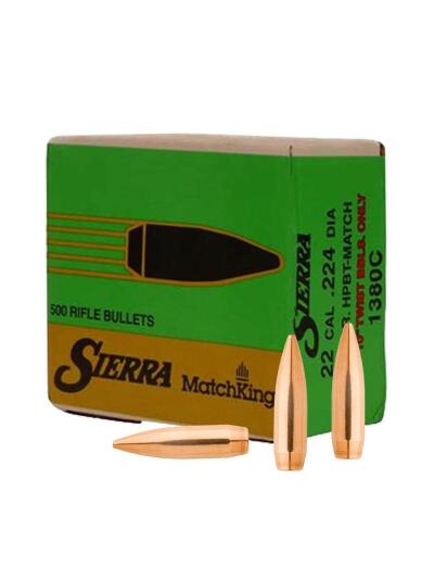 Sierra MatchKing Rifle Bullets (500/ct) .22 cal .224 69 gr HPBT MATCH