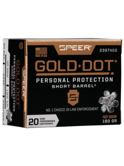 Speer Gold Dot Short Barrel Handgun Ammunition .40 S&W 180 gr HP 950 fps 20/ct